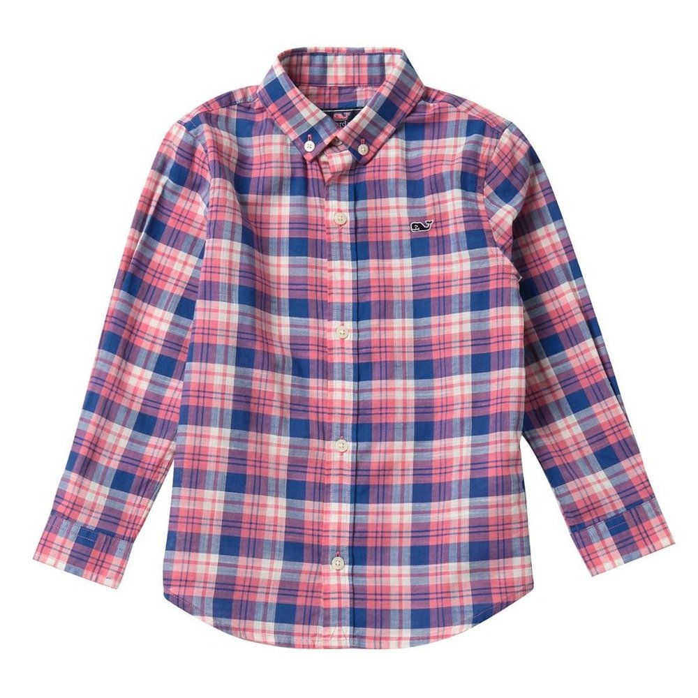 Vineyard Vines Pink and Blue Plaid Button Down Shirt